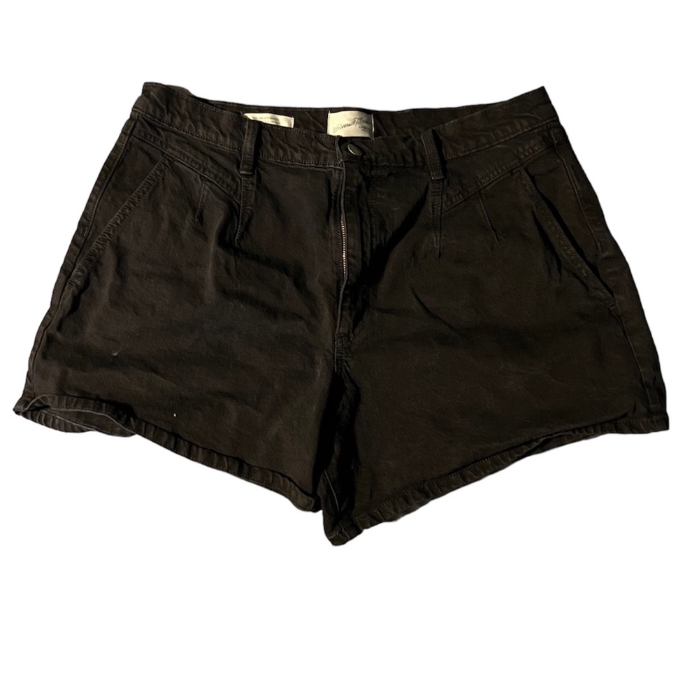 Pleated Jean Shorts